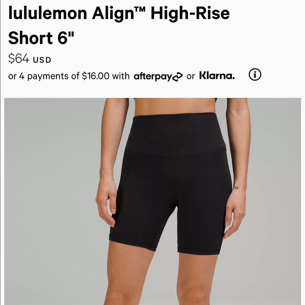 Lululemon Align Black Biker Short